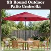 image:image9FT Round Patio Umbrella  Easy Crank Vented Canopy Outdoor Umbrella for Shade  For Deck Balcony Porch Backyard or Pool by Pure Garden Maroon Red