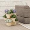 image:imageSet of 3 Stacking Planter Tower  3Tier Space Saving Flower Pots  IndoorOutdoor Vertical Herb and Vegetable Planter by Pure Garden Sand Stone