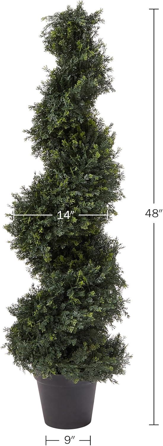 image:imageArtificial Tree  4FT Spiral Cypress Topiary Tree with Pot  UVProtected Indoor or Outdoor Fake Plants for Home or Porch Decor by Pure GardenGreen