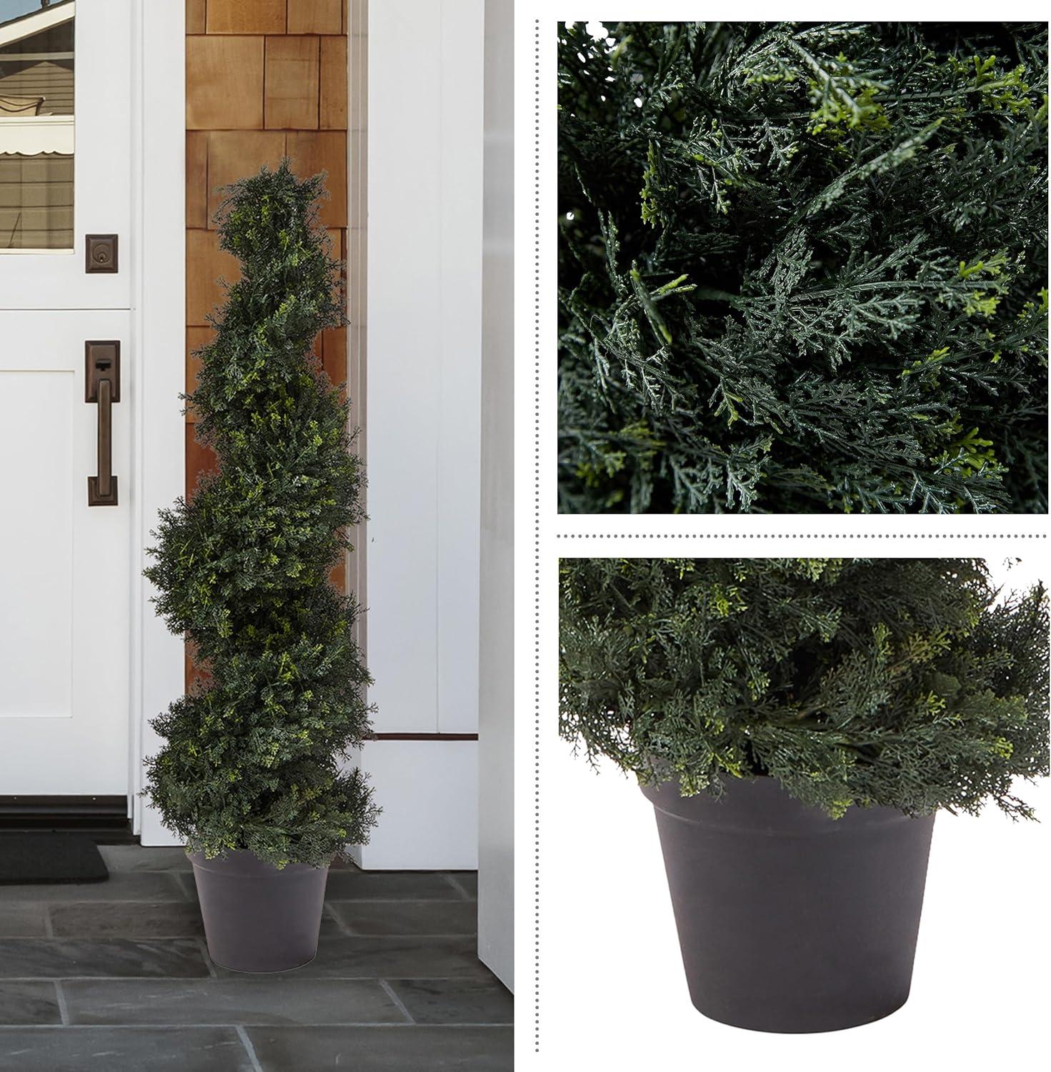 image:imageArtificial Tree  4FT Spiral Cypress Topiary Tree with Pot  UVProtected Indoor or Outdoor Fake Plants for Home or Porch Decor by Pure GardenGreen