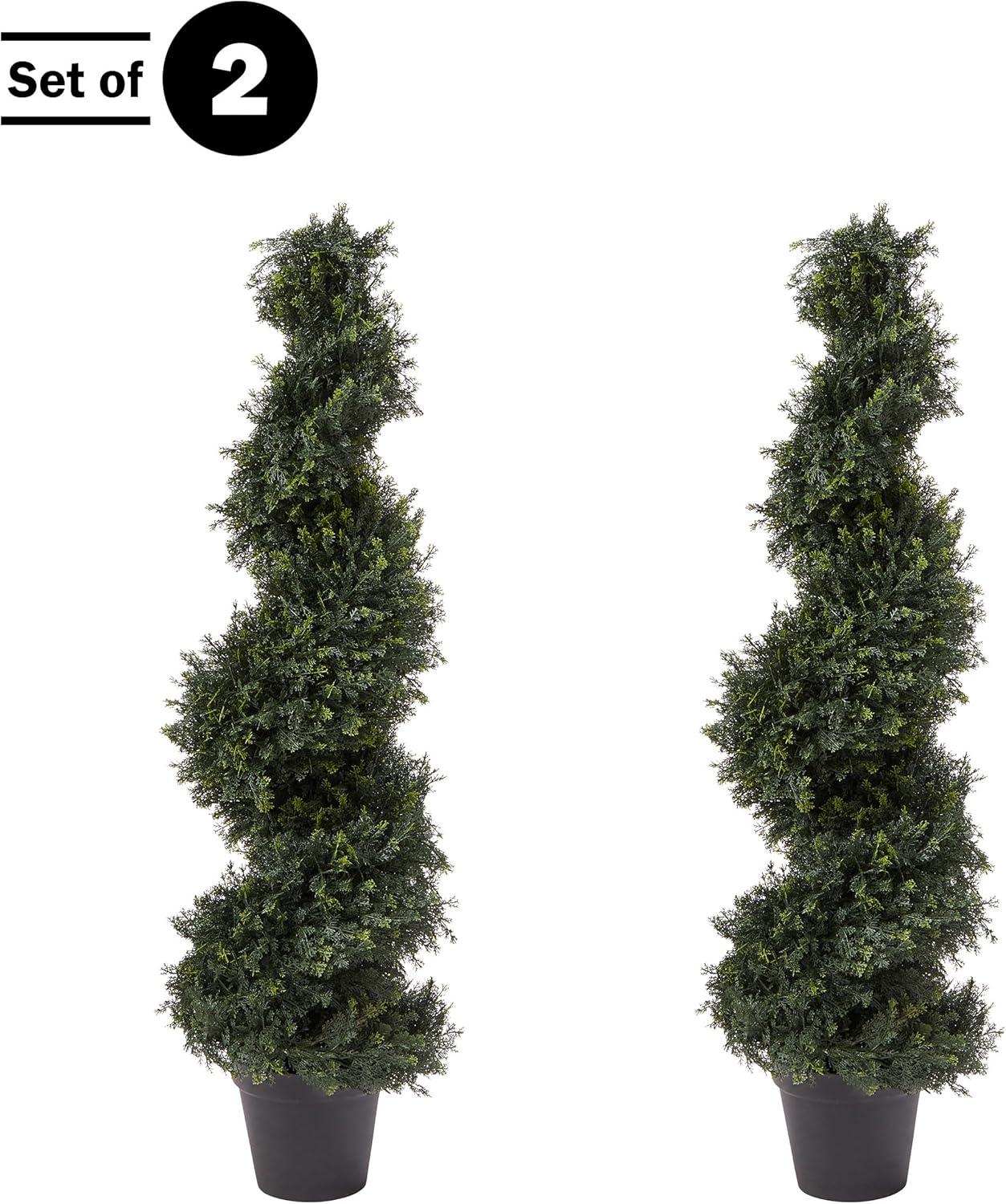 image:imageArtificial Tree  4FT Spiral Cypress Topiary Tree with Pot  UVProtected Indoor or Outdoor Fake Plants for Home or Porch Decor by Pure GardenGreen
