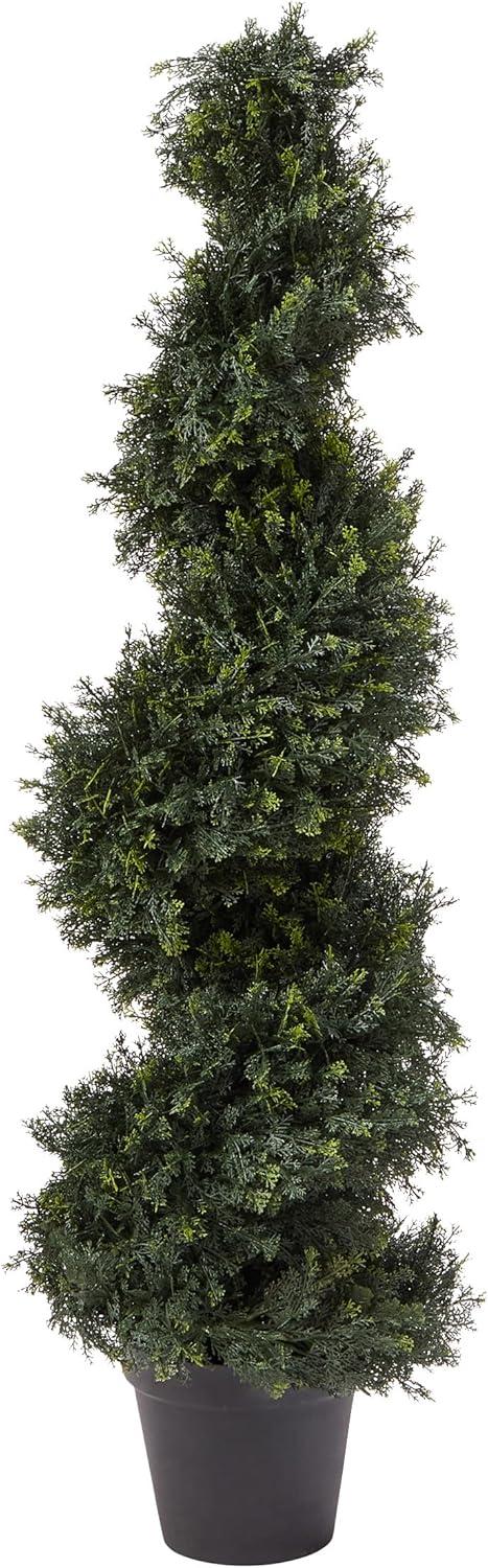 image:imageArtificial Tree  4FT Spiral Cypress Topiary Tree with Pot  UVProtected Indoor or Outdoor Fake Plants for Home or Porch Decor by Pure GardenGreen