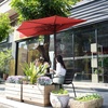 image:imageHalf Umbrella Outdoor Patio Shade  9 ft Patio Umbrella with Easy Crank  Small Canopy for Balcony Table or Deck by Pure Garden BeigeRed