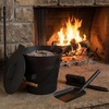image:imagePure Garden Ash Bucket with Lid Broom and Shovel Black 11x122x11