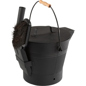 image:imagePure Garden Ash Bucket with Lid Broom and Shovel Black 11x122x11