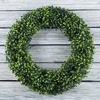 image:imagePure Garden Front Door Wreath and Storage Bag  21Inch Artificial Fern Wreath and Zippered Tote with Handles  Farmhouse Greenery Dcor195 Boxwood  Blue Bag
