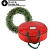 image:imagePure Garden Front Door Wreath and Storage Bag  21Inch Artificial Fern Wreath and Zippered Tote with Handles  Farmhouse Greenery Dcor195 Boxwood  Red Bag