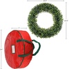 image:imagePure Garden Front Door Wreath and Storage Bag  21Inch Artificial Fern Wreath and Zippered Tote with Handles  Farmhouse Greenery Dcor195 Boxwood  Red Bag