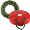 image:imagePure Garden Front Door Wreath and Storage Bag  21Inch Artificial Fern Wreath and Zippered Tote with Handles  Farmhouse Greenery Dcor195 Boxwood  Red Bag