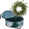image:imagePure Garden Front Door Wreath and Storage Bag  21Inch Artificial Fern Wreath and Zippered Tote with Handles  Farmhouse Greenery Dcor21 Fern  Blue Bag