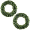 image:imagePure Garden 195Inch Boxwood Wreath Set of 2  Round UV Resistant Artificial Spring Winter Fall or Summer Wreath  IndoorOutdoor Summer Wreaths for Front Door195 Set of 2