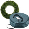 image:imagePure Garden Front Door Wreath and Storage Bag  21Inch Artificial Fern Wreath and Zippered Tote with Handles  Farmhouse Greenery Dcor20 Foxtail Fern  Blue Bag