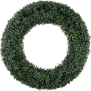 image:imagePure Garden 195Inch Boxwood Wreath Set of 2  Round UV Resistant Artificial Spring Winter Fall or Summer Wreath  IndoorOutdoor Summer Wreaths for Front Door24
