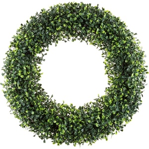 image:imagePure Garden 195Inch Boxwood Wreath Set of 2  Round UV Resistant Artificial Spring Winter Fall or Summer Wreath  IndoorOutdoor Summer Wreaths for Front Door195