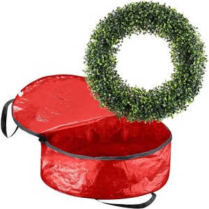 image:imagePure Garden Front Door Wreath and Storage Bag  21Inch Artificial Fern Wreath and Zippered Tote with Handles  Farmhouse Greenery Dcor195 Boxwood  Red Bag