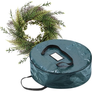 image:imagePure Garden Front Door Wreath and Storage Bag  21Inch Artificial Fern Wreath and Zippered Tote with Handles  Farmhouse Greenery Dcor21 Fern  Blue Bag
