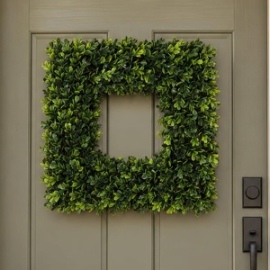 image:imagePure Garden Square Boxwood Wreath for Front Door Green 20